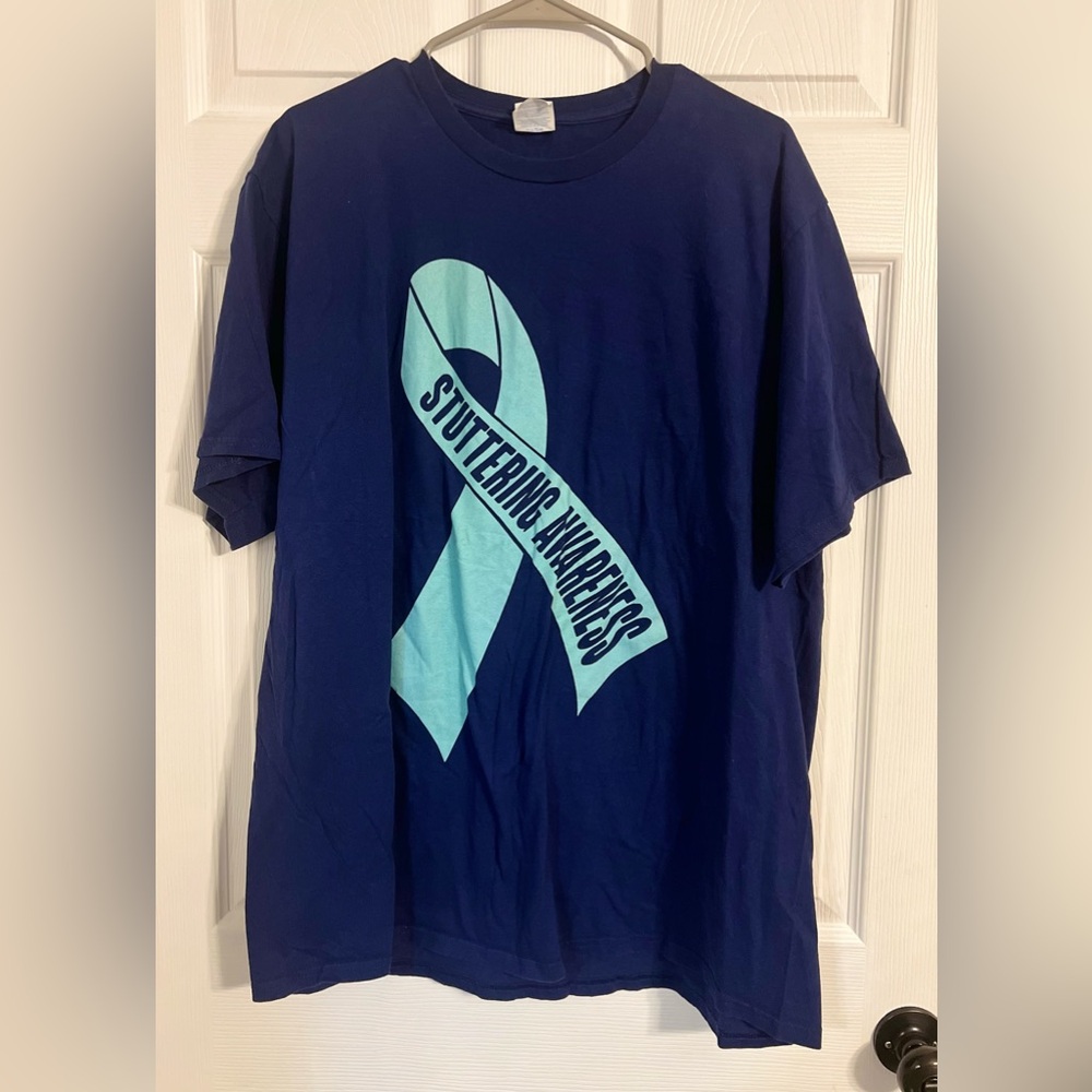 Port And Company Men’s Short Sleeve Tshirt Blue Size 2xl “stuttering Awareness”